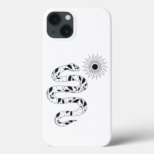 Leafy Pattern Snake Under The Sun iPhone 13 Case