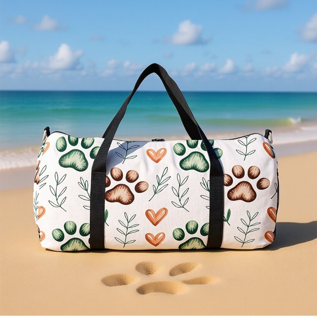 Leafy Paw Print Pet Travel  Duffle Bag (Creator Uploaded)