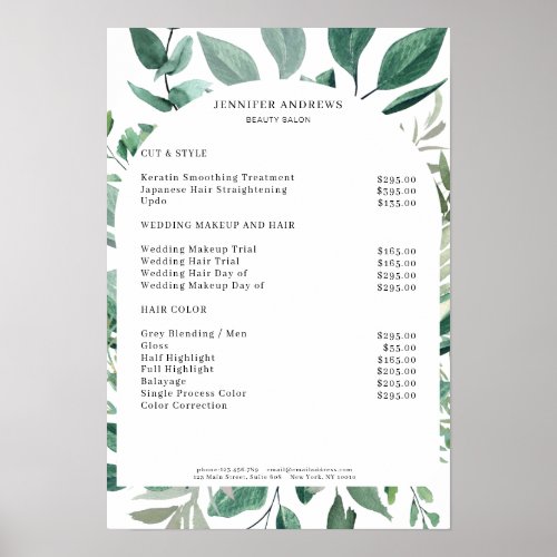 Leafy Price List Poster
