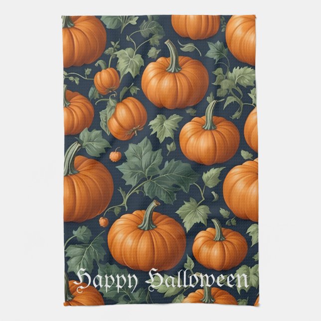 Leafy Pumpkin Patch Kitchen Towel (Vertical)