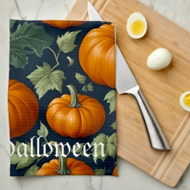 Leafy Pumpkin Patch Kitchen Towel (Kitchen Towel 16”X24” poly-blend machine washable. )