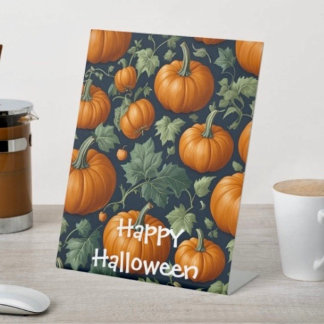 Leafy Pumpkin Patch Pedestal Sign