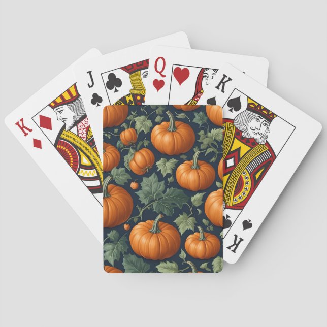 Leafy Pumpkin Patch Poker Cards (Back)