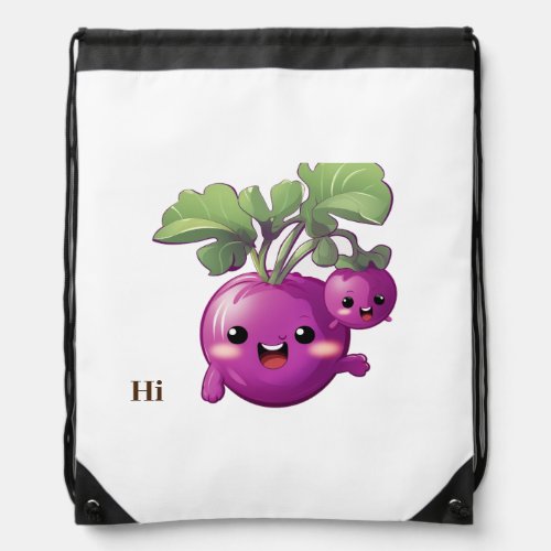 Leafy Purple Carrot Mother and Child Cartoon Baby  Drawstring Bag