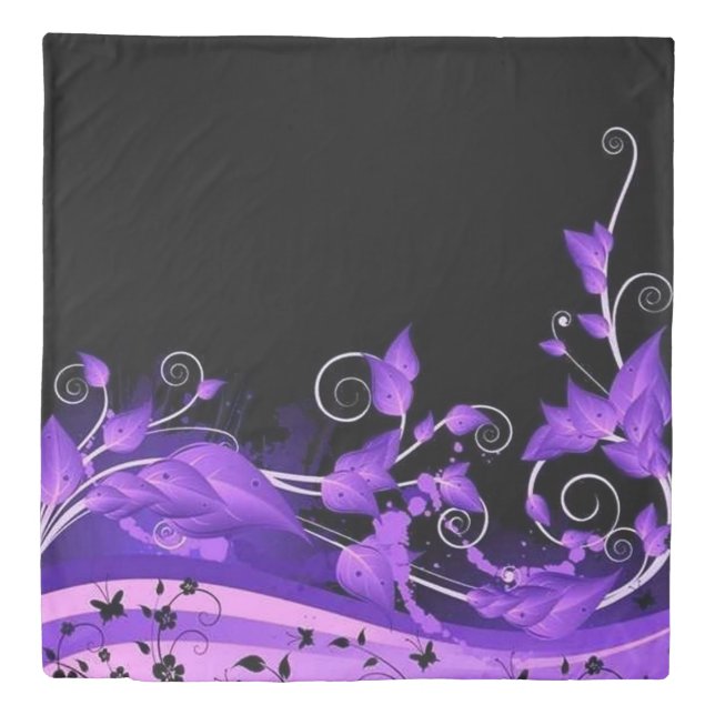 Leafy Purple Vines Duvet Cover (Front)