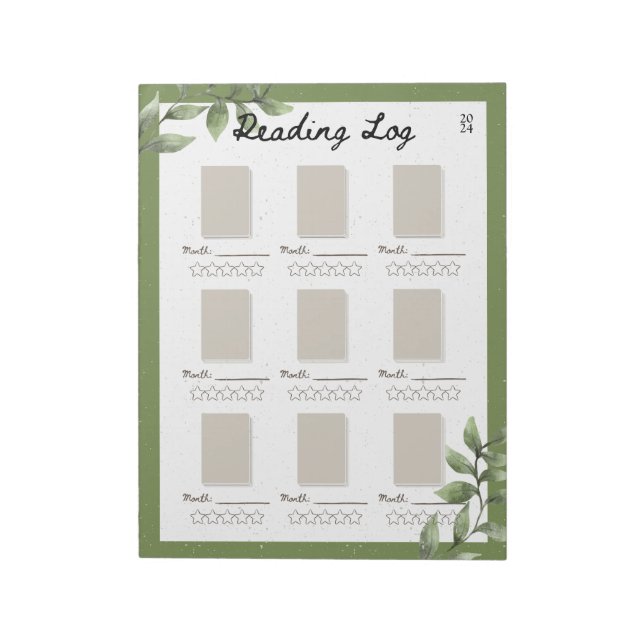 Leafy Reading Log Notepad (Rotated)
