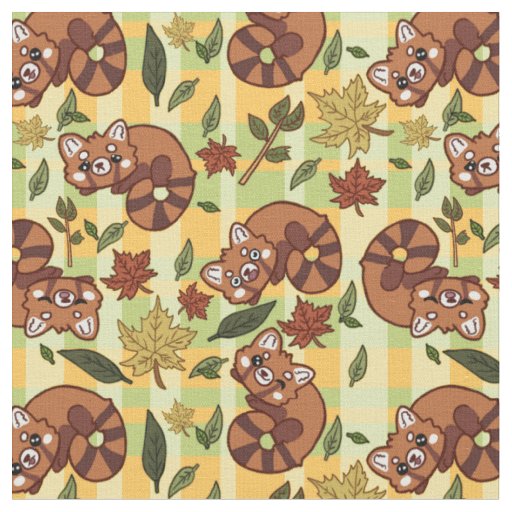 Leafy Red Panda Fabric