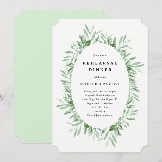 Leafy Rehearsal Dinner Invitation (Front/Back)