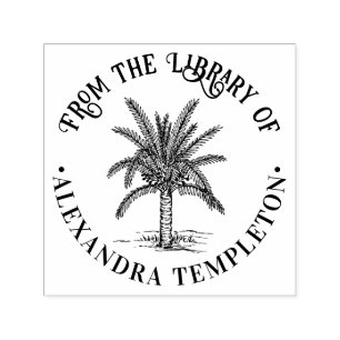Leafy Sago Palm Tree Library Book Name Self-inking Stamp