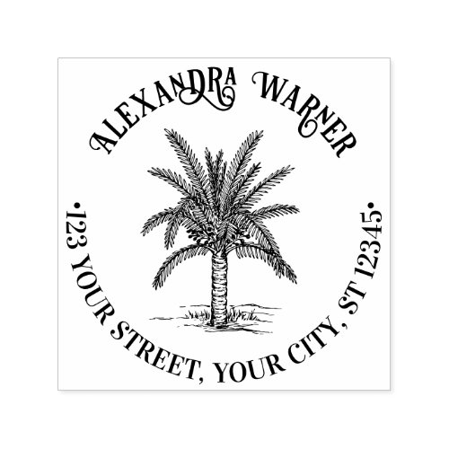 Leafy Sago Palm Tree Name Return Address  Self_inking Stamp