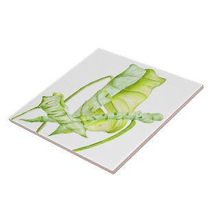 Leafy Sculptures on a Ceramic Tile (3)