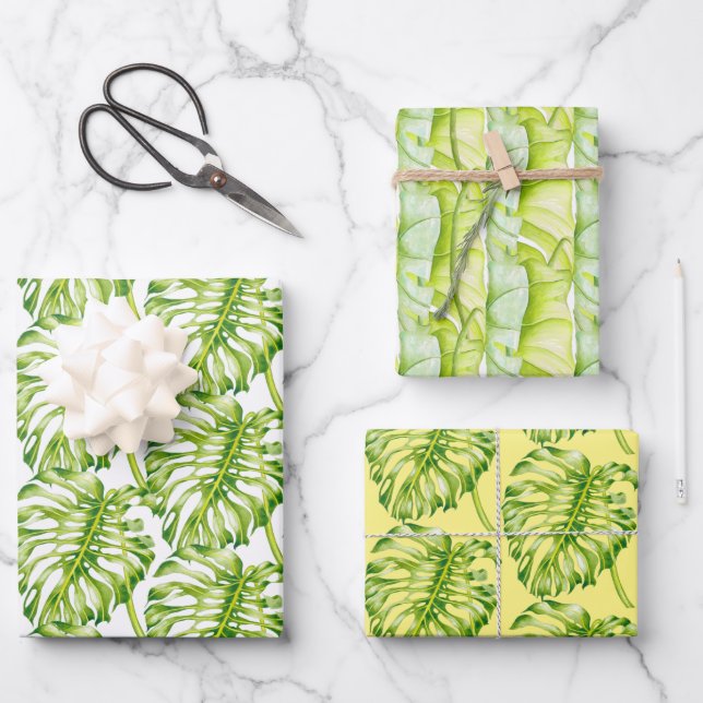 Leafy Sculptures on a Wrapping Paper Set (Front)
