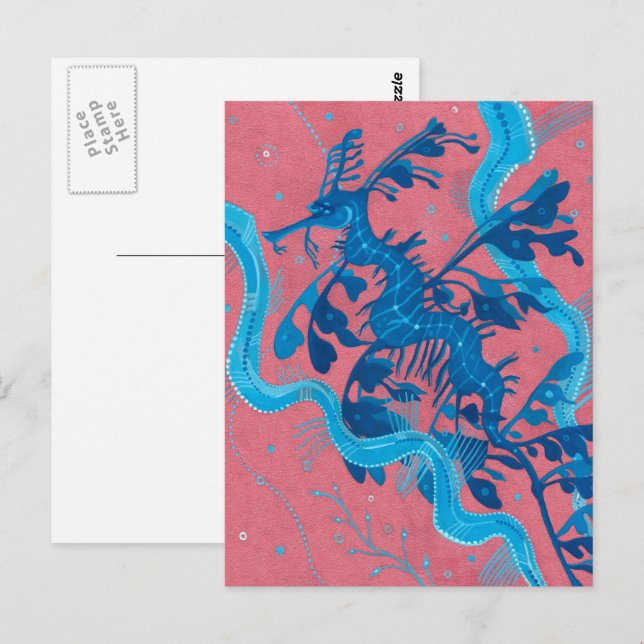Leafy Sea Dragon Seahorse Fish Underwater Painting Postcard (Front/Back)
