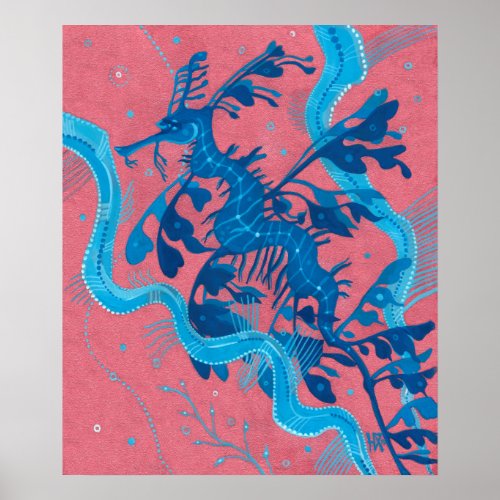 Leafy Sea Dragon Seahorse Fish Underwater Painting Poster