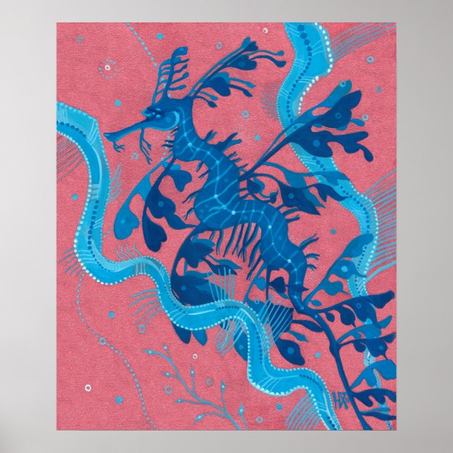 Leafy Sea Dragon Seahorse Fish Underwater Painting Poster (Front)