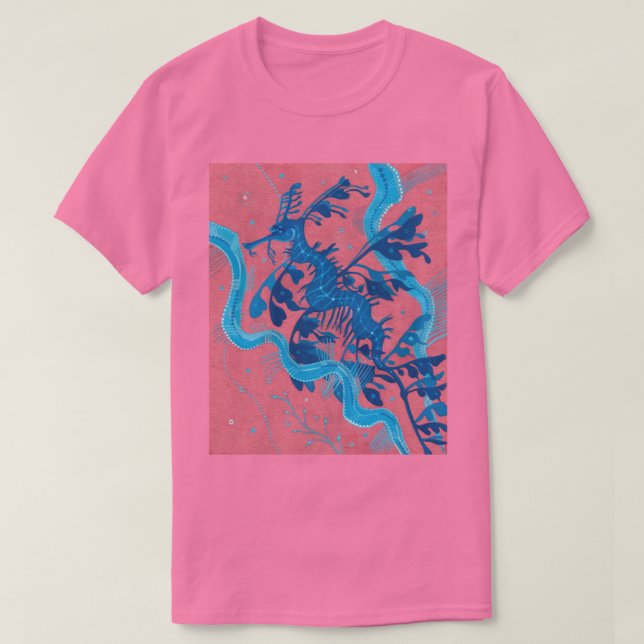 Leafy Sea Dragon Seahorse Fish Underwater Painting T-Shirt (Design Front)