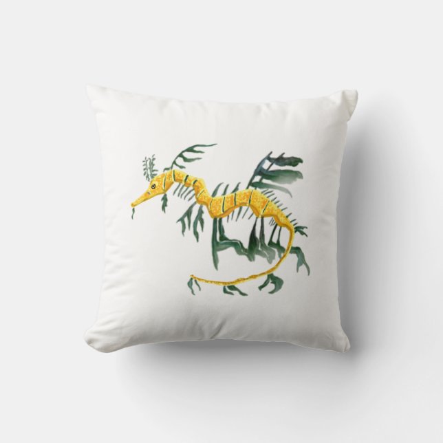 Leafy Sea Dragon Throw Pillow (Front)