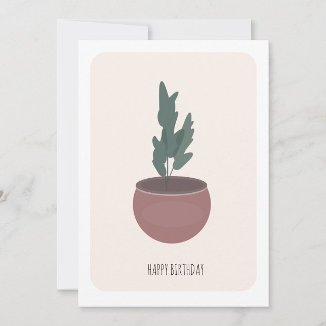 Leafy Tall Plant Birthday Card (Front)