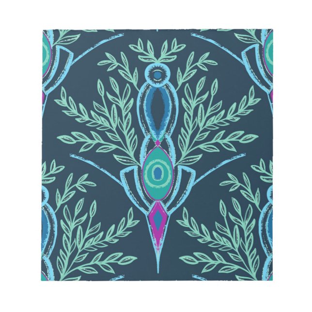 Leafy Totem Design in Dark Blue Notepad (Front)