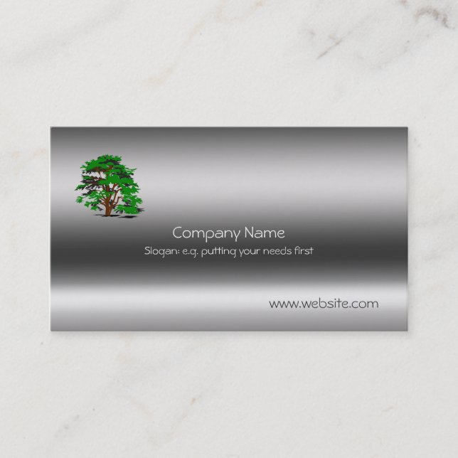 Leafy Tree Metallic template Business Card (Front)