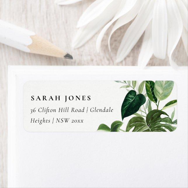 Leafy Tropical Palm Foliage Leafy Address Label (Insitu)