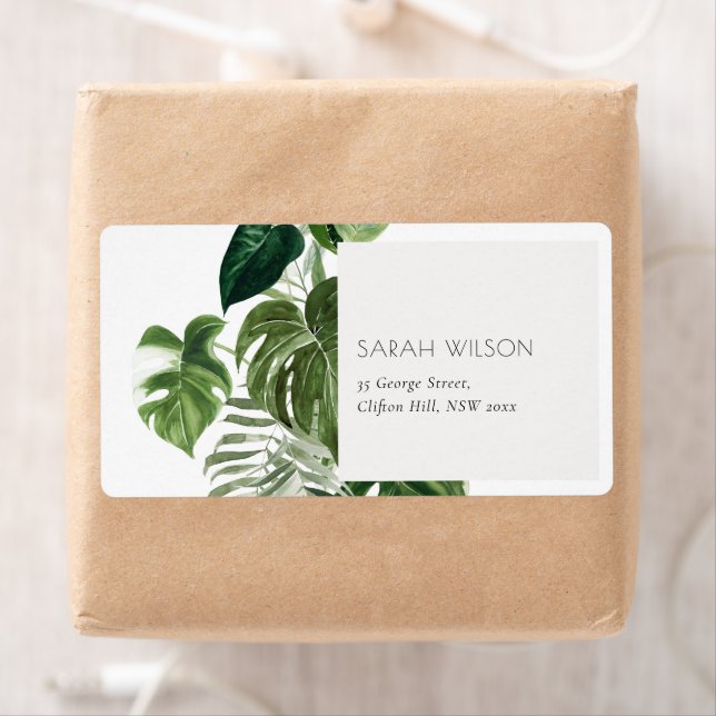 Leafy Tropical Palm Foliage Leafy Address Label (Insitu)