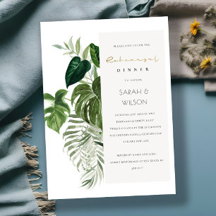 Leafy Tropical Palm Foliage Rehearsal Diner Invite
