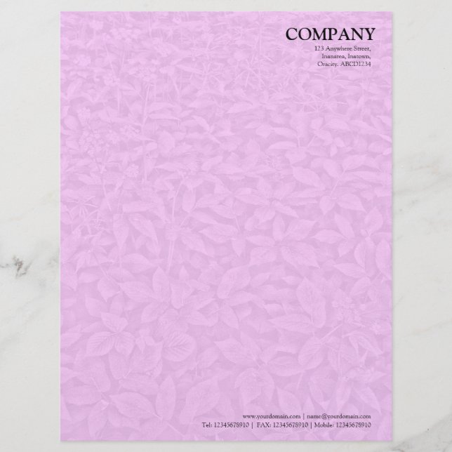 Leafy Undergrowth Texture - Pink Letterhead (Front)