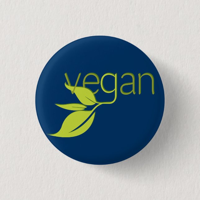 Leafy Vegan Pinback Button (Front)