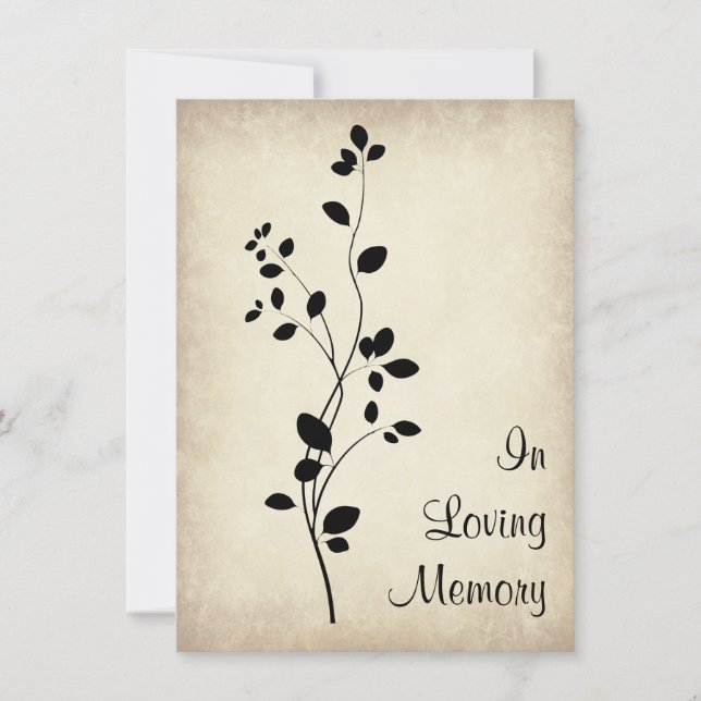 Leafy Vine Design Funeral Memorial Announcement (Front)