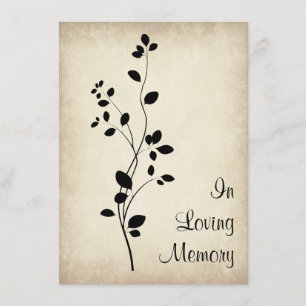 Leafy Vine Design Funeral Memorial Announcement
