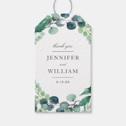Leafy Watercolor Botanicals Border Wedding Gift Tags
