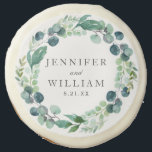 Leafy Watercolor Botanicals Wreath Wedding Favor Sugar Cookie<br><div class="desc">This timeless and elegant wedding cookie favor features a lovely wreath of watercolor botanicals, including eucalyptus leaves. The typography is classic and a great choice for many styles of events, from classic to rustic. These cookies make a wonderful favor for your guests and coordinates with other pieces in this collection....</div>
