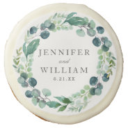 Leafy Watercolor Botanicals Wreath Wedding Favor Sugar Cookie at Zazzle