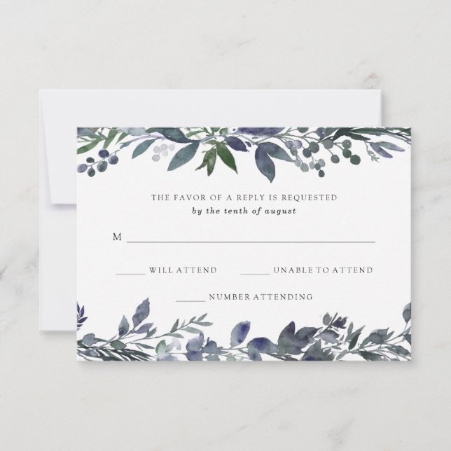 Leafy Watercolor | Wedding RSVP (Front)