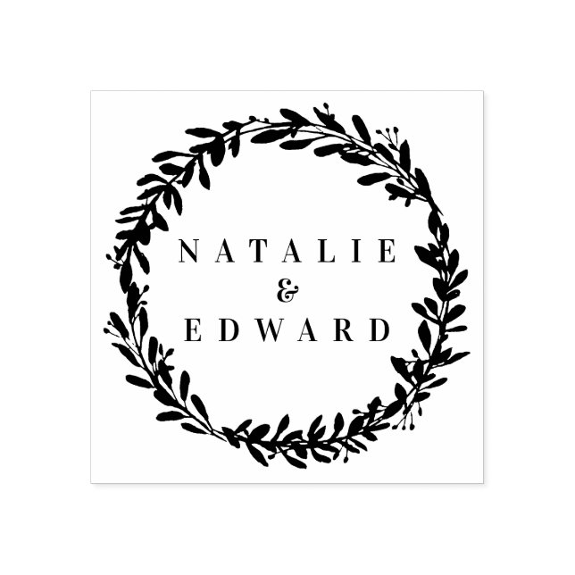 leafy watercolor wreath initial stamp (Imprint)