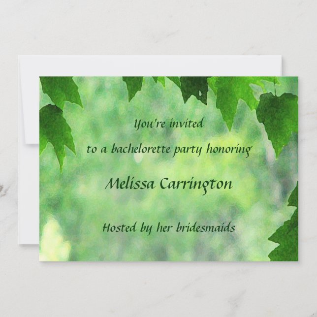 Leafy Wedding Bachelorette Party Invitation (Front)