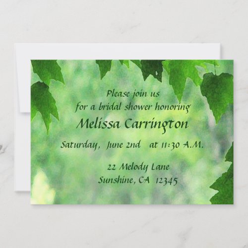 Leafy Wedding Bridal Shower Custom Announcement