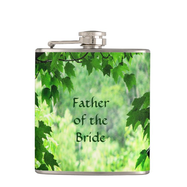Leafy Wedding Father of the Bride Flask (Front)