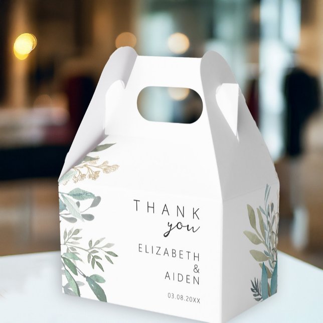 Leafy Wedding  Favor Boxes (Personalized THANK YOU! Leafy Wedding Box with your name and date.)