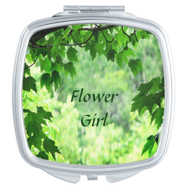 Leafy Wedding Flower Girl Compact Mirror (Front)