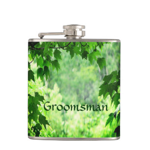 Leafy Wedding Groomsman Flask