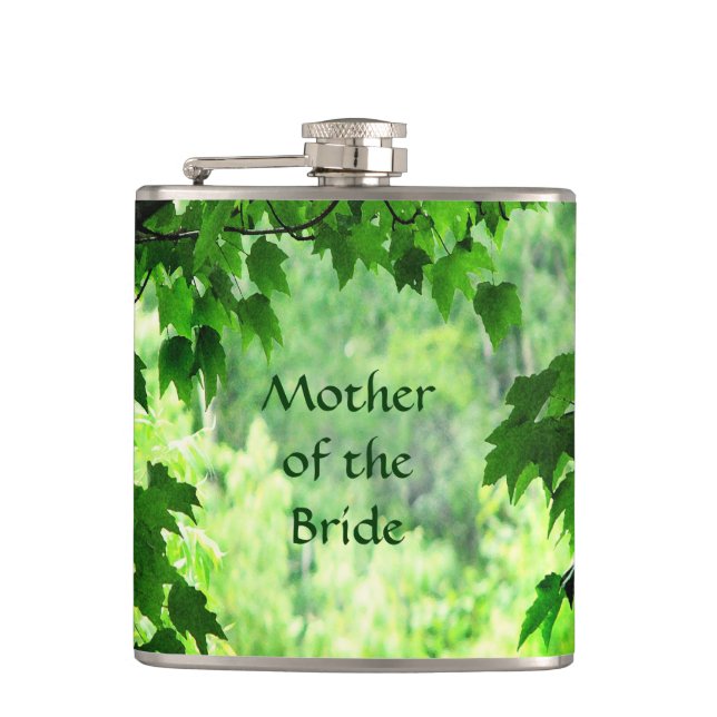 Leafy Wedding Mother of the Bride Flask (Front)