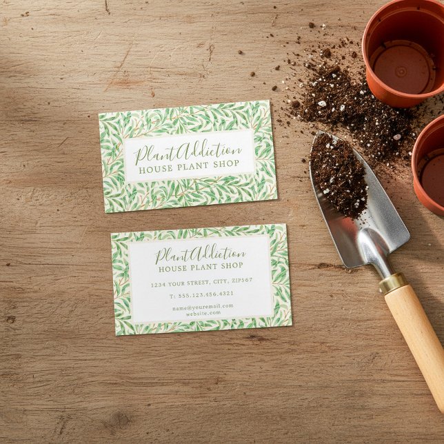 Leafy William Morris House Plant Shop Business Card (Leafy William Morris House Plant Shop Business Card)