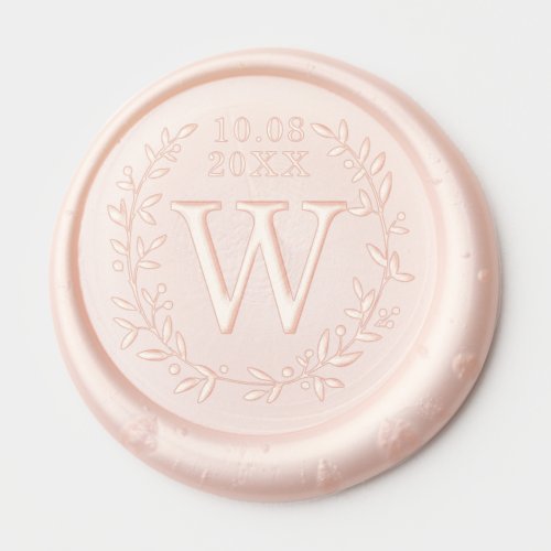 Leafy Wreath Last Name Initial Wax Seal Sticker