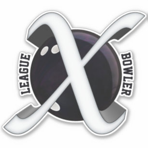 League Bowler, Bowling Ball with X graphics, Vinyl Sticker