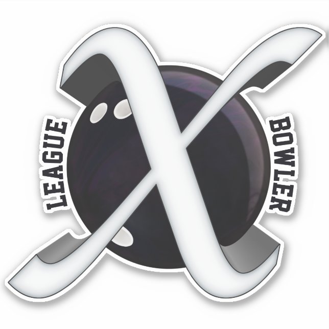 League Bowler, Bowling Ball with X graphics, Vinyl Sticker (Front)