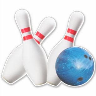 League Bowling Ball & Pins, Vinyl Sticker