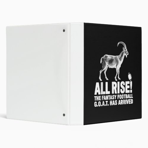 League Champion Fantasy Football Goat Gift 3 Ring Binder