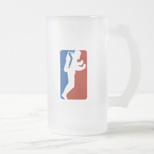 League logo style frosted glass beer mug